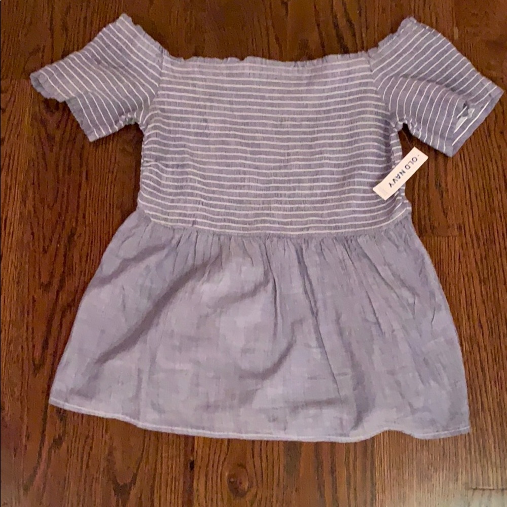 Blue off the shoulder smocked old navy top